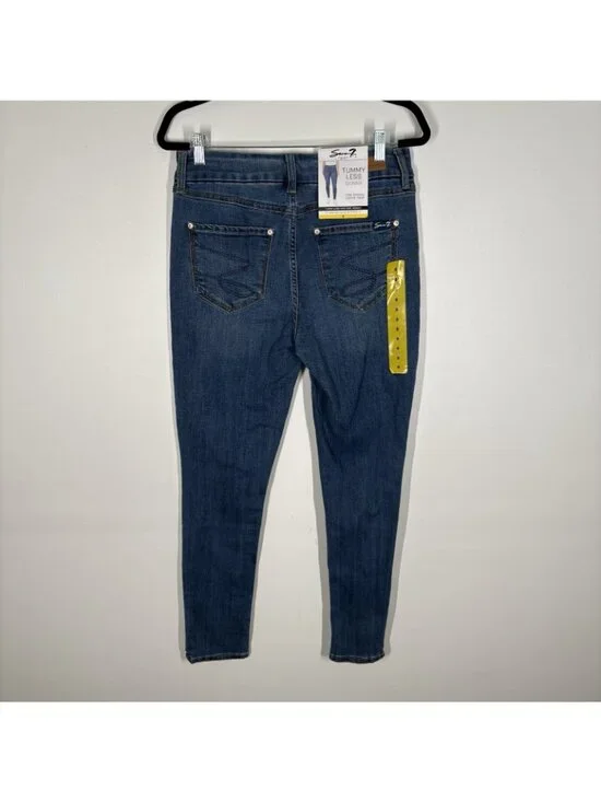 Seven7 Women SZ 8 Alaska Blue Medium Wash Tummy Less High Rise Skinny Jeans NWT - Picture 7 of 14